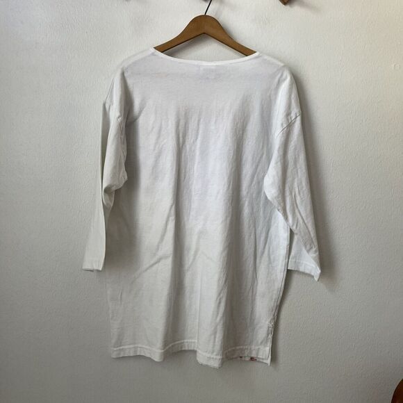 Vtg 90s FUN ART rodeo spatter tshirt oversize funky 3/4 slv sheriff womens OS - Picture 8 of 8